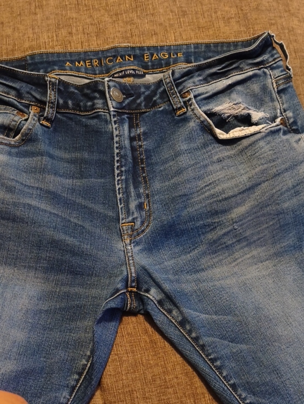 American Eagle Mid Wash Distressed Jeans - Blue